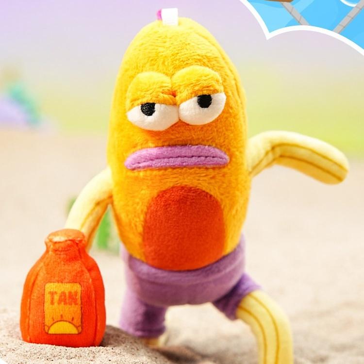 SpongeBob Bikini Booth Series Movable Plush Built-In Iron Wire For Free Posing Poseable Cartoon Pendant Trendy Backpack Decor Collectible Toy For SpongeBob Fans