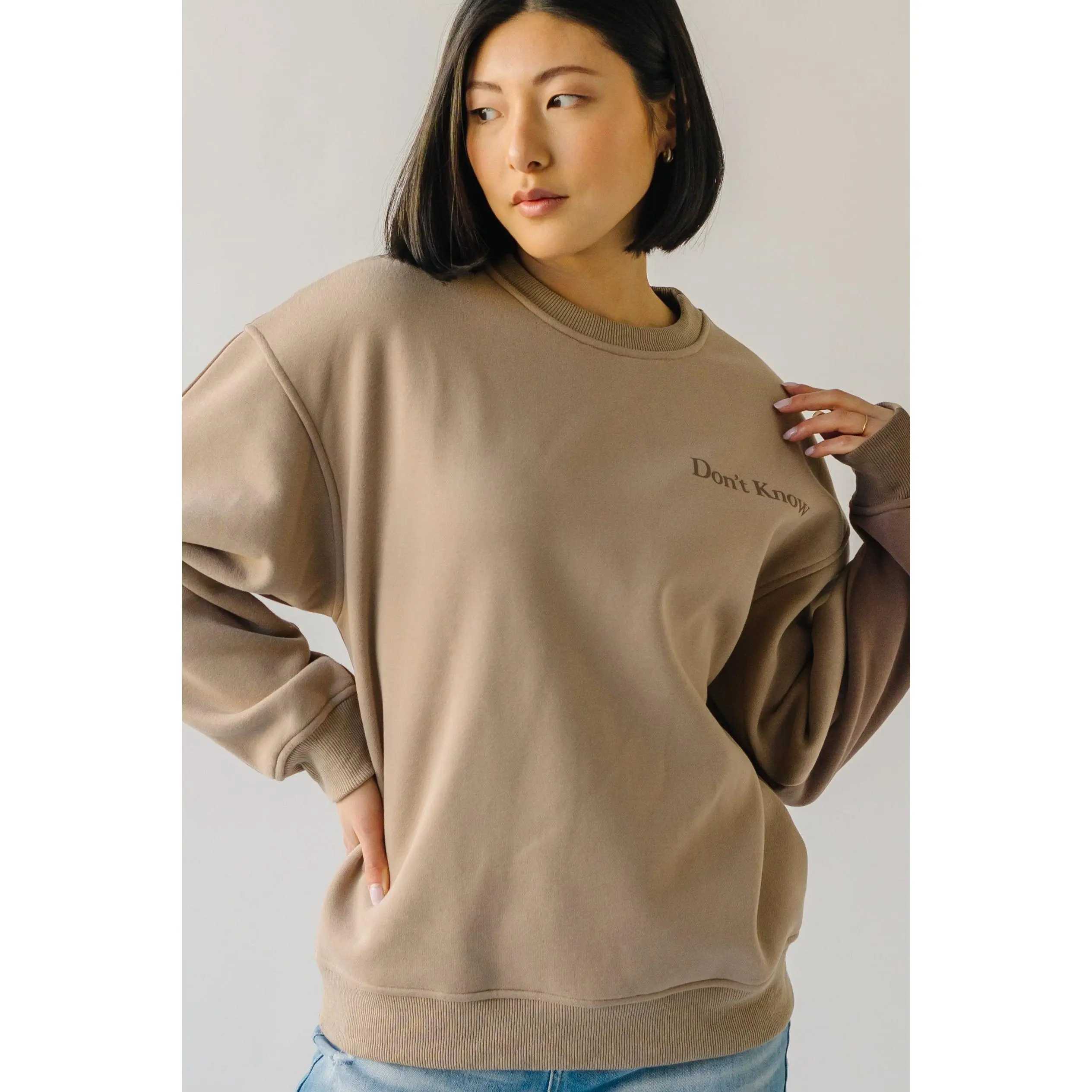 The Don't Know, Don't Care Pullover in Taupe