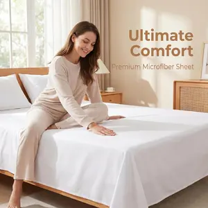 Bedsum Microfiber Flat Sheet Only – Soft & Smooth Top Sheet, Wrinkle-Free Hotel Style Bedding, Easy Care Solid Color Bed Linens,Skin-friendly, Wrinkle, Fade Resistant