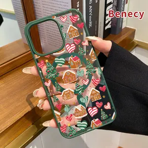 Magnetic Phone Case Supports Wireless Charging for iPhone 17 Pro Max 16 Plus 15 14 13 12 11 Air E Gingerbread Christmas Love Pattern Anti-Yellowing Shockproof durable ultra-thin Crystal Transparent Acrylic Cover
