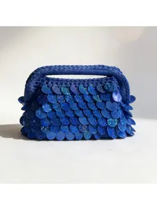 Women Handwoven Sequin Shoulder Bag, Stylish Beach Vacation Tote Bag, Trendy Daily Handbag