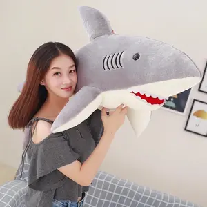 Cute Shark Plush Pillow Soft Stuffed Sea Animal Stuffed Toy Big Shark Cushion for Kids Gift