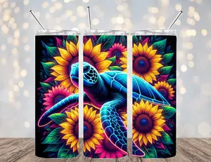 20 OZ SEA LIFE ANIMALS INSULATED SKINNY TUMBLER W/ STRAW