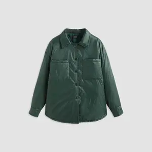 Cider [size 2-10] Collar Solid Button Puffer Jacket