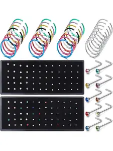 Cute 200 Pcs Colorful Piercing Studs Rings Trendy 304L Stainless Steel Nose Ring Studs Set for Women Men Cartilage Septum Lip Nose Bars Piercing Jewelry Set