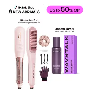 Wavytalk Steamline Pro Steam Hair Straightener Brush and Wavytalk Smooth Barrier Heat Protectant Spray Set