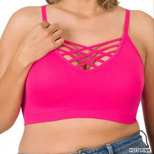 Hot Pink Sports Bra with Crisscross Design for Enhanced Support and Style