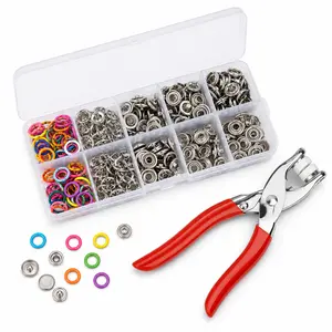 100PCS Snap Button Kit with Hand Press Pliers, Invisible Metal Snap Fasteners for Clothing Repair, Hats, DIY Crafts & Sewing Supplies