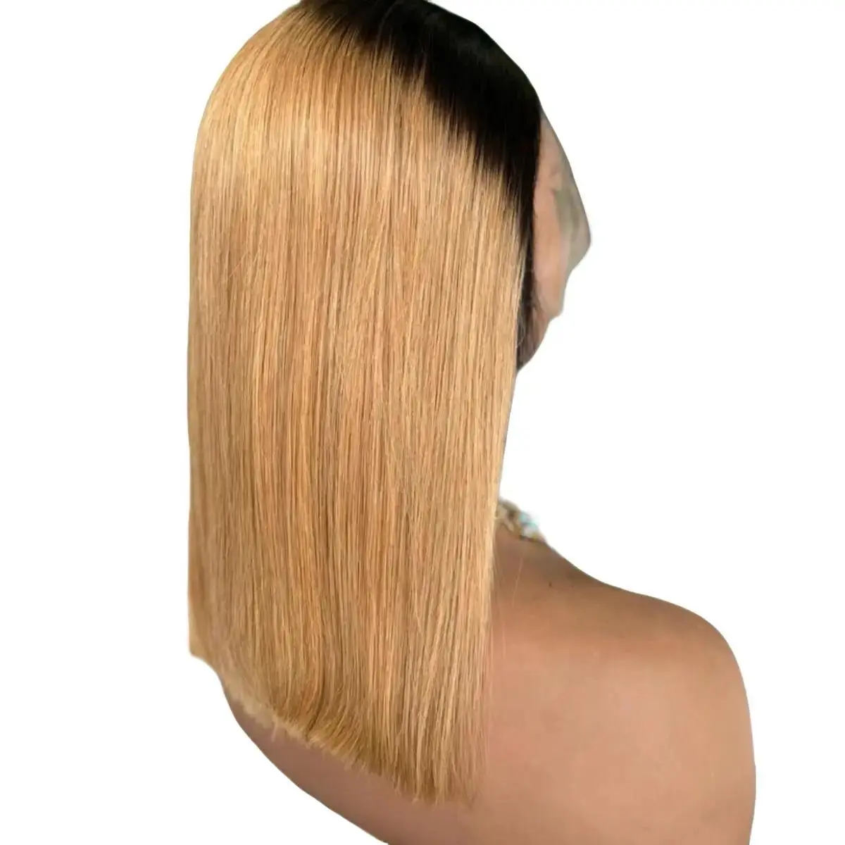 DÉBUT 10 Inch Water Wave Bob Wig with Bangs Glueless 150% Density 1B Color Human Hair Short Bob Curly Wig black