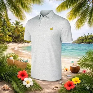 Golf Polo Shirt Masters Inspired, White Pattern Polo, Men Golf Outfit Shirt, Summer Golf Shirt Gift for Golfer