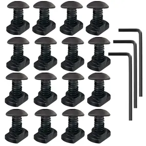 16 Pack M5 T-Nut Metric Camming Screw Replacement Sets Compatible with Standard Rail Systems, with Thread Locking Screws, Allen Wrench and Nuts(16 x Screws, 16 x Nuts and 3 x Wrench)