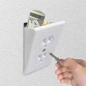 Hidden Wall Safe Outlet Box, Decorative Panel Hidden Secret Compartment, No Tool Installation, Includes 2 Keys, Home Security Safe, Durable Plastic