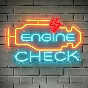 Wall-mounted Check Engine Light Fun-Themed Acrylic Neon Sign, Home Ambiance Lighting, Home Decor Light, USB-Powered with Dimming Function, Perfect for Gaming Rooms, Parties, and Outdoor Themed Restaurants