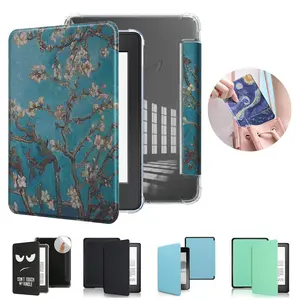 Portable Floral Pattern E-reader Case with Auto Sleep Wake Function, 1 Count E-reader Protective Cover, E-reader Accessories Compatible with Kindle