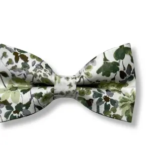 Olive Green Floral Bow Tie + Suspenders