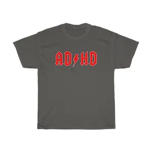 AD/HD an AC/DC Parody ADHD Red White Black Unisex Heavy Cotton Tee
