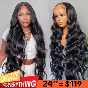【24‘’=$119】Pre-Everything 13x4 Lace Front Wig Body Wave Natural Black Color 180% Density Pre Plucked Clueless Julia Hair