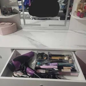 【Assembly video available】VOWNER Modern 55" Tall Makeup Vanity Table Set with 3 Color Lighted Mirror 7 Drawers & Outlet Gift