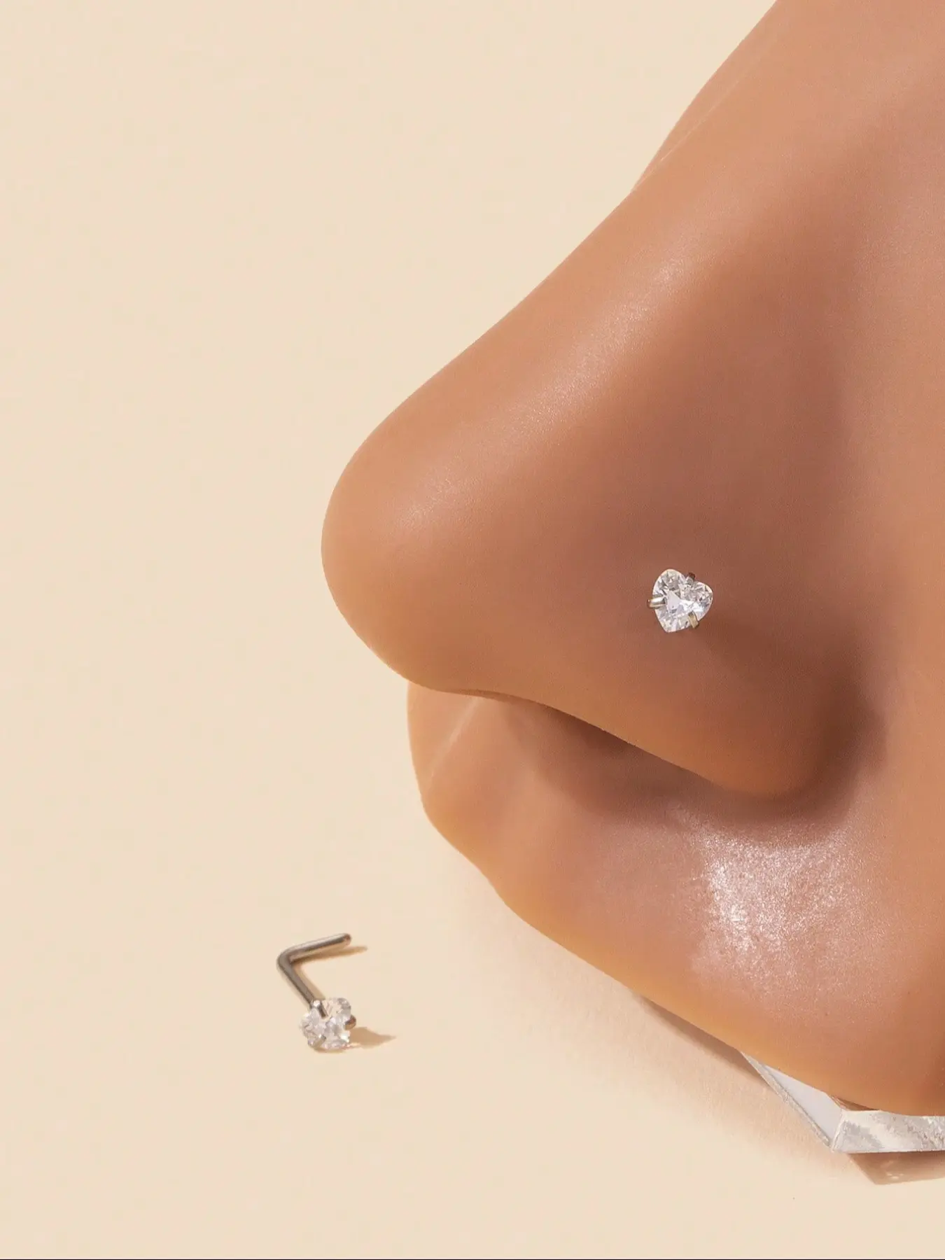 Women's Zirconia Stainless Steel Nose Ring Stud, 2pcs Minimalist Design, Sold Individually/in Set, Perfect for Parties & Gifts Body Jewelry
