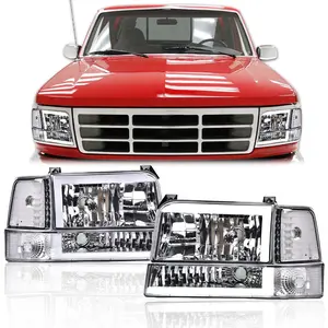 6PCS Modern Plug-and-Play Dual LED DRL Bumper Headlights, Compatible Fit For 1992-1996 Ford F150, F250, F350 Led Headlamps Bulbs auto head lights amber lens