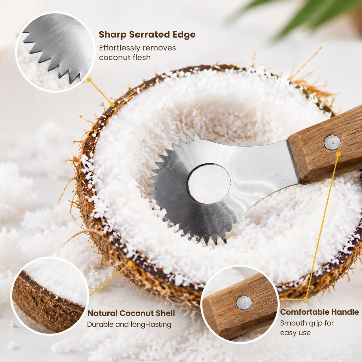 1 Count, Wooden Handle Stainless Steel Serrated Kitchen Scraper, with Toothed Wheel Edge and Hanging Hole for Baking and Daily Food Processing