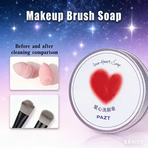 Makeup Brush Cleaner Soap with Silicone Pad, 3.52oz/100g Solid Brush Cleaner, Vegan Alcohol-Free Deep Cleans Foundation and Eyeshadow Brushes, Antibacterial for Bristles and Sponges, Compact Travel-Friendly for Daily Hygiene and On-the-Go Touch-Ups