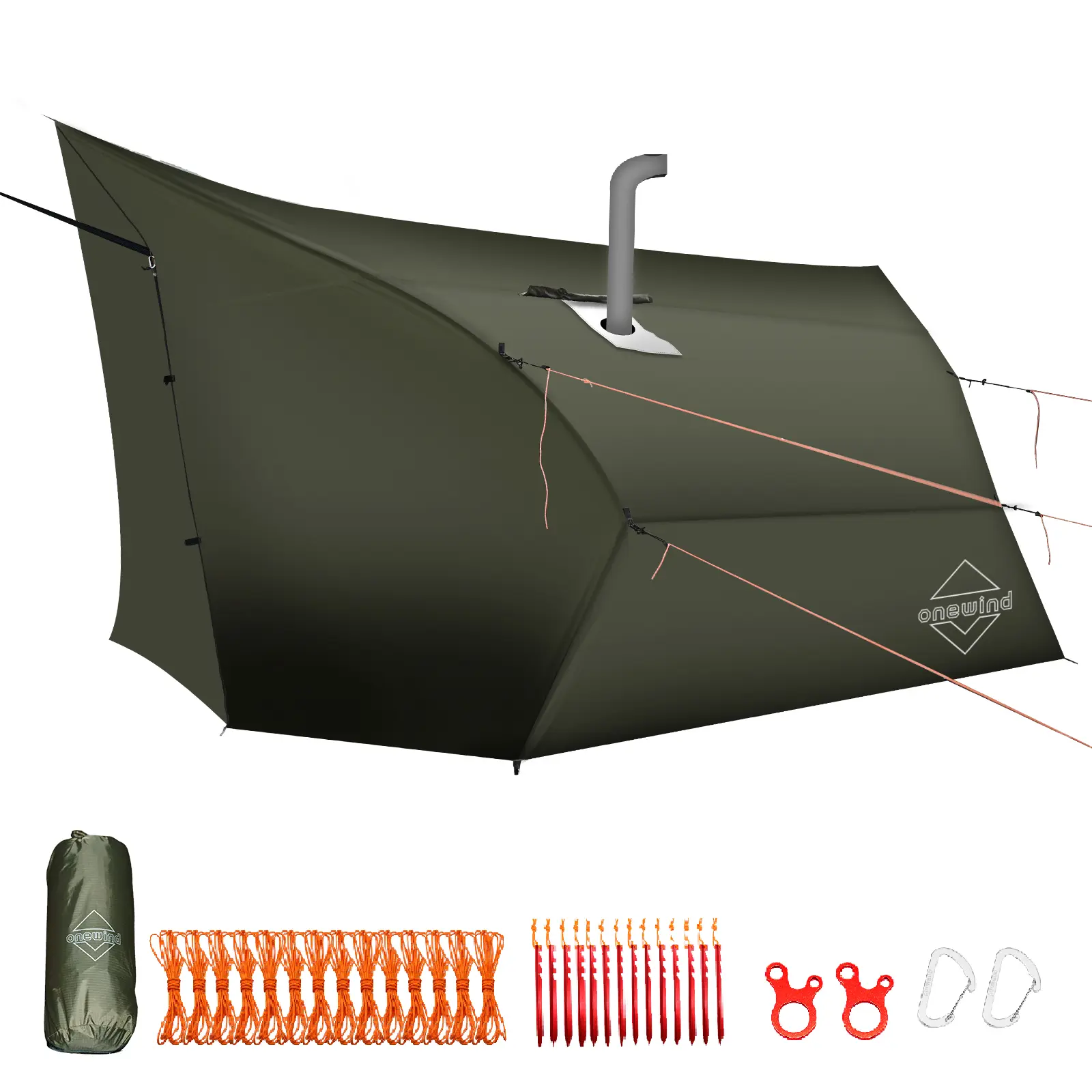 Onewind Penumbra 14ft Hot Box Tent with Stove Jack - 4-Season Waterproof, Fire-Retardant Insulated Outdoor Shelter, Hammock-Compatible Camping Tent, OD Green, Outdoor Shelter Tent, Camping Tents