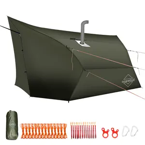 Onewind Penumbra 14ft Hot Tent with Stove Jack - 4 Season Waterproof & Fire Retardant Insulated Tent, Hammock Compatible, OD Green