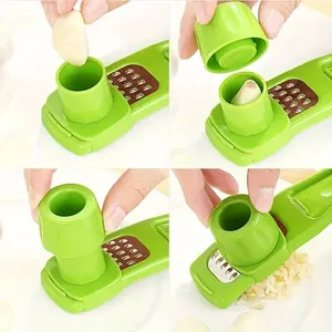 1 Pack Stainless Steel PP Garlic Ginger Press, Manual Multifunctional Ginger Cutter, Plastic Kitchen Grater Grinder, Outdoor Cooking Grinding Tool