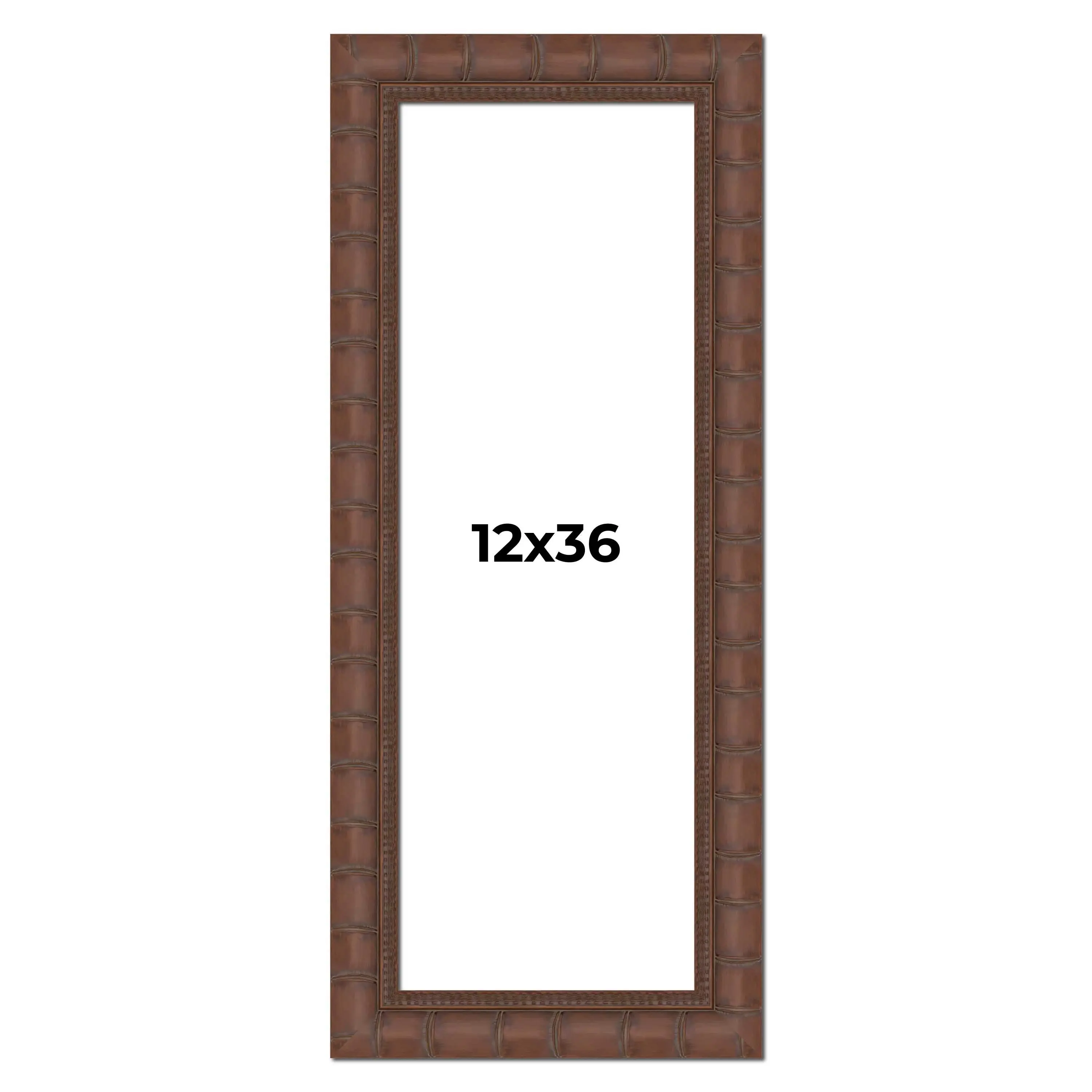 12x36 Brown Wide Bamboo Picture Frame - UV Acrylic, Foam Board Backing, Hanging Hardware