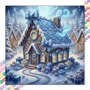 1 set of DIY diamond painting kit, 5D diamond art set, DIY decoration gingerbread house, snow, gift mosaic, diamond art, DIY art home decoration, Handicraft, Handmade Gifts