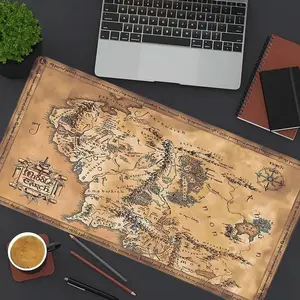1pc Middle Earth Map Large Gaming Mouse Pad, Lord of the Rings Extended Desk Mat,Office Desk Accessories Non-Slip Stitched Edge Computer Mat ,Rubber Base Laptop Keyboard Pad for Home Office & Gamer,Durable and Spill-Resistant,Ideal Gift