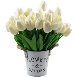30 Pcs Fake Tulip Flowers Real Touch Tulip Artificial Flower for Home Office Wedding Party Festival Decor black wooden tulips