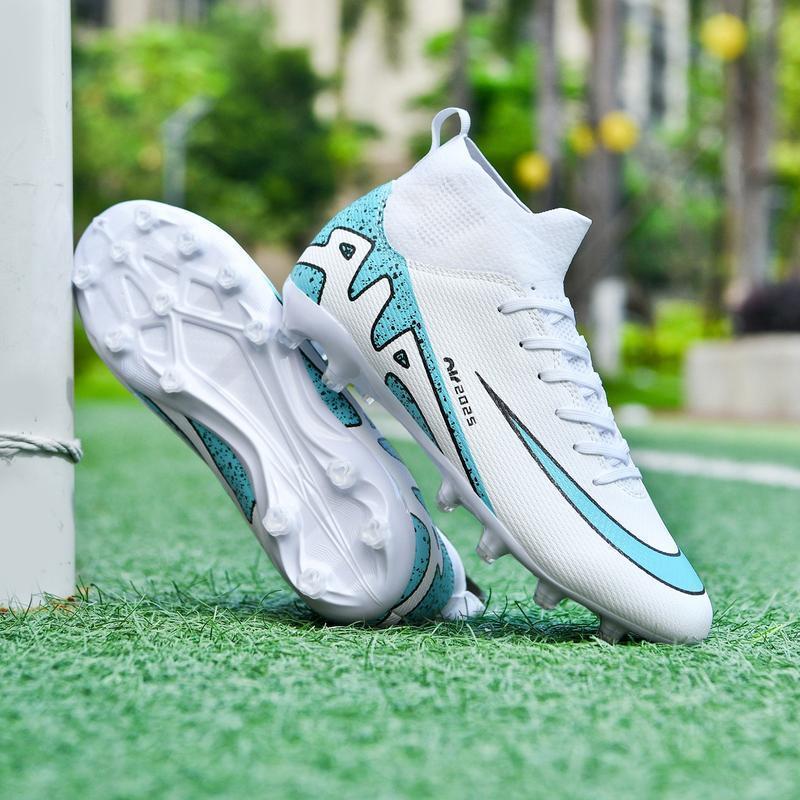 Unisex Professional Student Competition Training Soccer Boots for Outdoor Turf Breathable Faux Leather with TPU Non - slip Soles All - season Striped Pattern