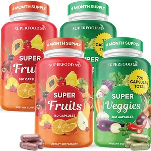 Fruit and Veggie Supplement - Fruit and Veggie Capsules 100% Whole Super Fruit and Super Vegetable Supplements & Vitamins, with Olive Leaf (720 Count (Pack of 4))