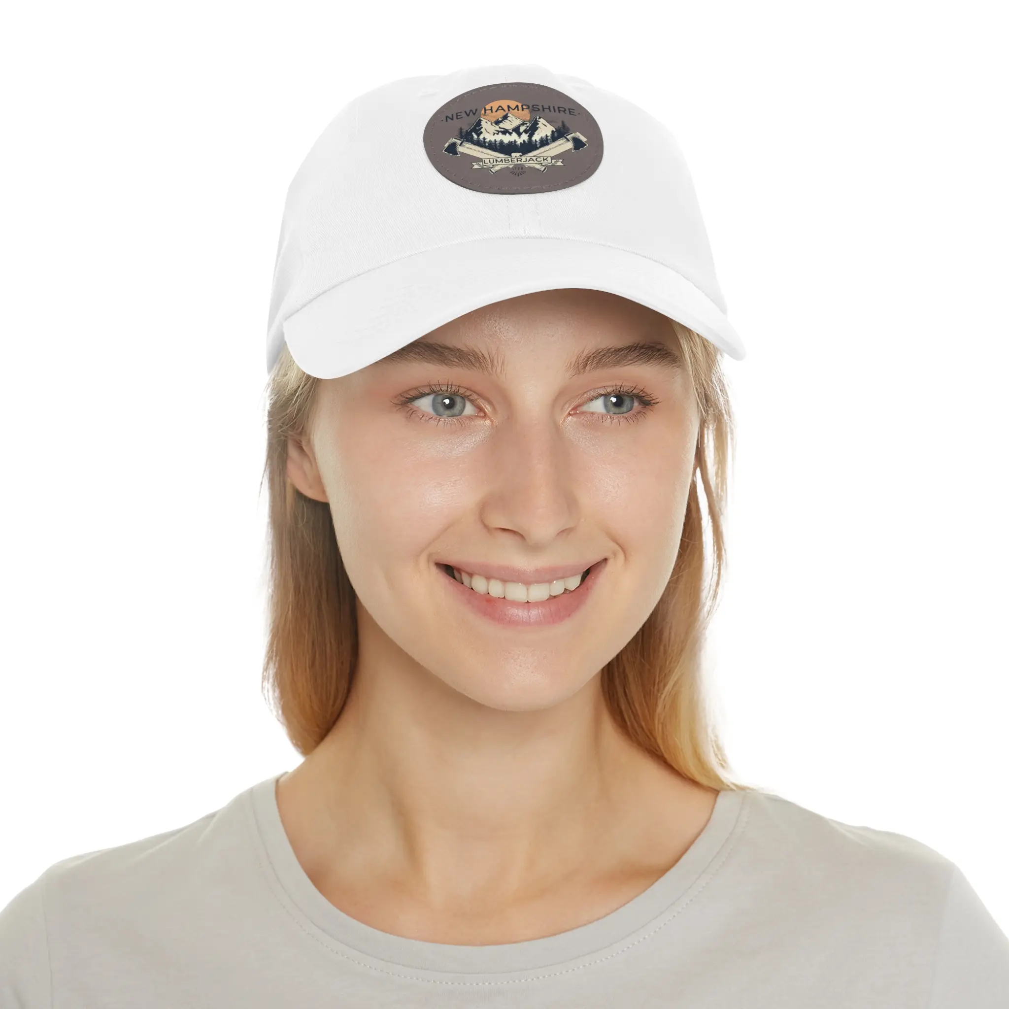 New Hampshire Lumberjack: Dad Hat with Leather Patch (Round)