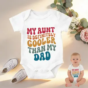 Baby Onesie My Aunt Is Cooler Than My Dad Print 100% Pure Cotton Non-Irritating Snap Closure Breathable Perfect For Gifting & Everyday