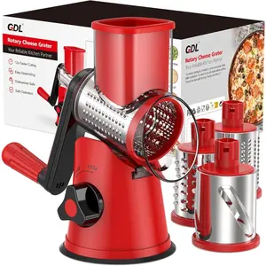 Rotary Cheese Grater for Kitchen-Vegetable Slicer with 3 Drum Blades, Fast Cutting Shredder for Vegetables and Nuts