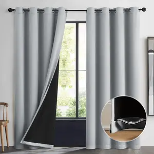 Grey  Blackout Curtains 96 Inch Long 2 Panels for Bedroom Living Room Solid Room Darkening Thermal Insulated Soundproof Energy Saving Grommet Top Window  Drapes,52x96 2 Set