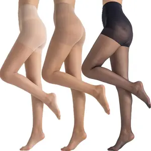 3 Pairs 10D Ultra Thin Control Top Pantyhose, Sheer Shaper Hosiery for Women