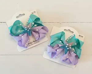 Under the Sea Hair Bows, Clip, girl, pig tails, Disney