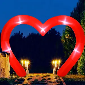 Shappy 9 Ft Valentine Inflatables Outdoor Decorations Heart Inflatable Archway with Build in LEDs Blow up Inflatable for Indoor Outdoor Lawn Yard Garden(Red)