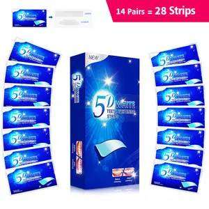 5D White Teeth Whitening Strips for Sensitive Teeth 14/28/42 Strips Effective Brightener Removes Smoking Coffee Soda Wine Stains Oral Care