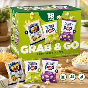 SkinnyPop Popcorn & Puffs Variety Variety Pack, SkinnyPop Original and Kettle Corn, and Pirate's Booty, Gluten-Free, Individually Sized Snack Bags, 0.5oz and 0.8oz Bags (18 Count)