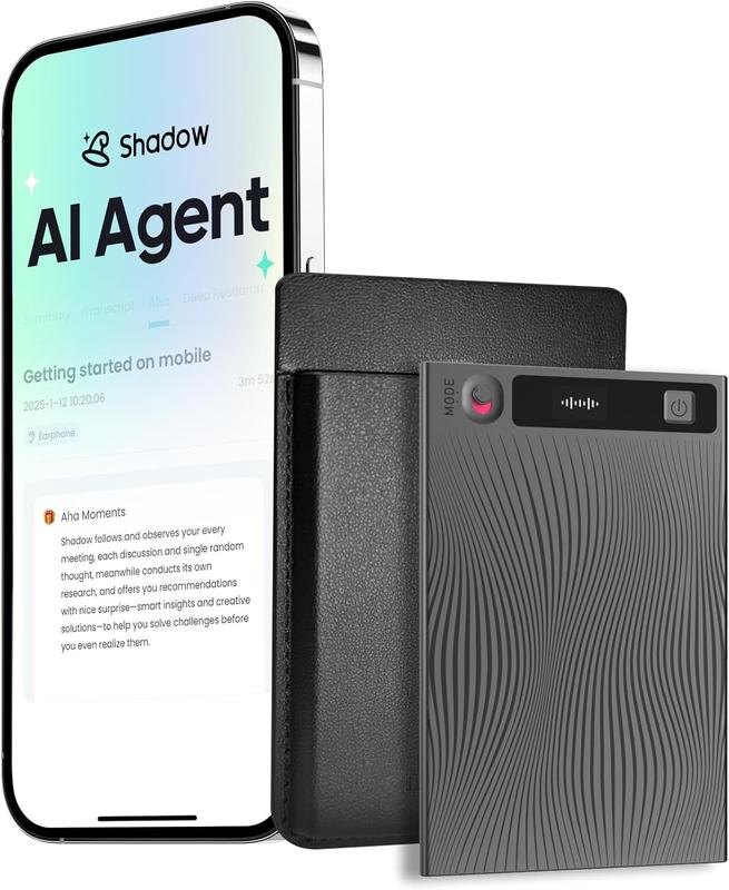 Mobvoi TicNote AI Voice Recorder 64GB Memory Note Recorder w/Case App Control 100+Languages Transcribe Summarize with AI Shadow Digital Audio Recorder for Phone Calls Lectures Meetings Interviews Magnetic Recording