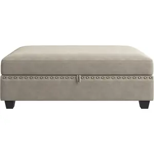 Storage Ottoman Velvet Upholstered Rectangle Bench Ottoman with Hydraulic Rod for Living Room,Light Grey European style sofa stool shoe changing stool door can sit cloth storage stool clothing store fitting stool bed end stool