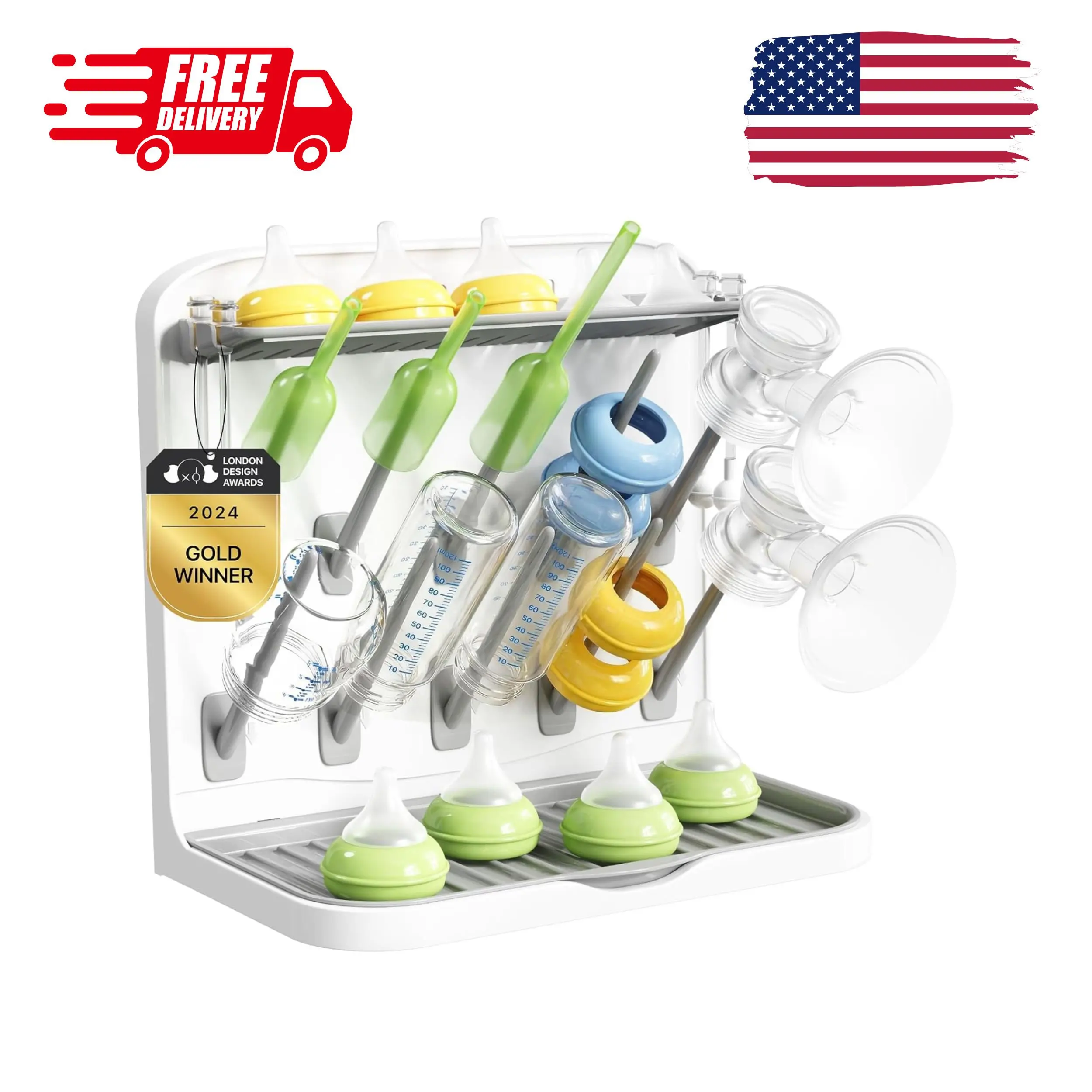 Baby Bottle Drying Rack with 10 Hooks