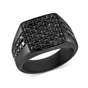 Men's Fashionable Black Hip Hop Ring with Strong Style for Daily Wear