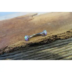Purple Fire Opal Minimalist Petite Custom Lengths Belly Ring 14g VCH Internally Threaded Piercing