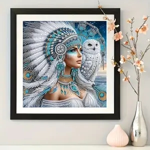 Native Indian 5D Owl Diamond Art Kits - Special Shape for Adults Beginners, DIY Rhinestone Home Decor Gift